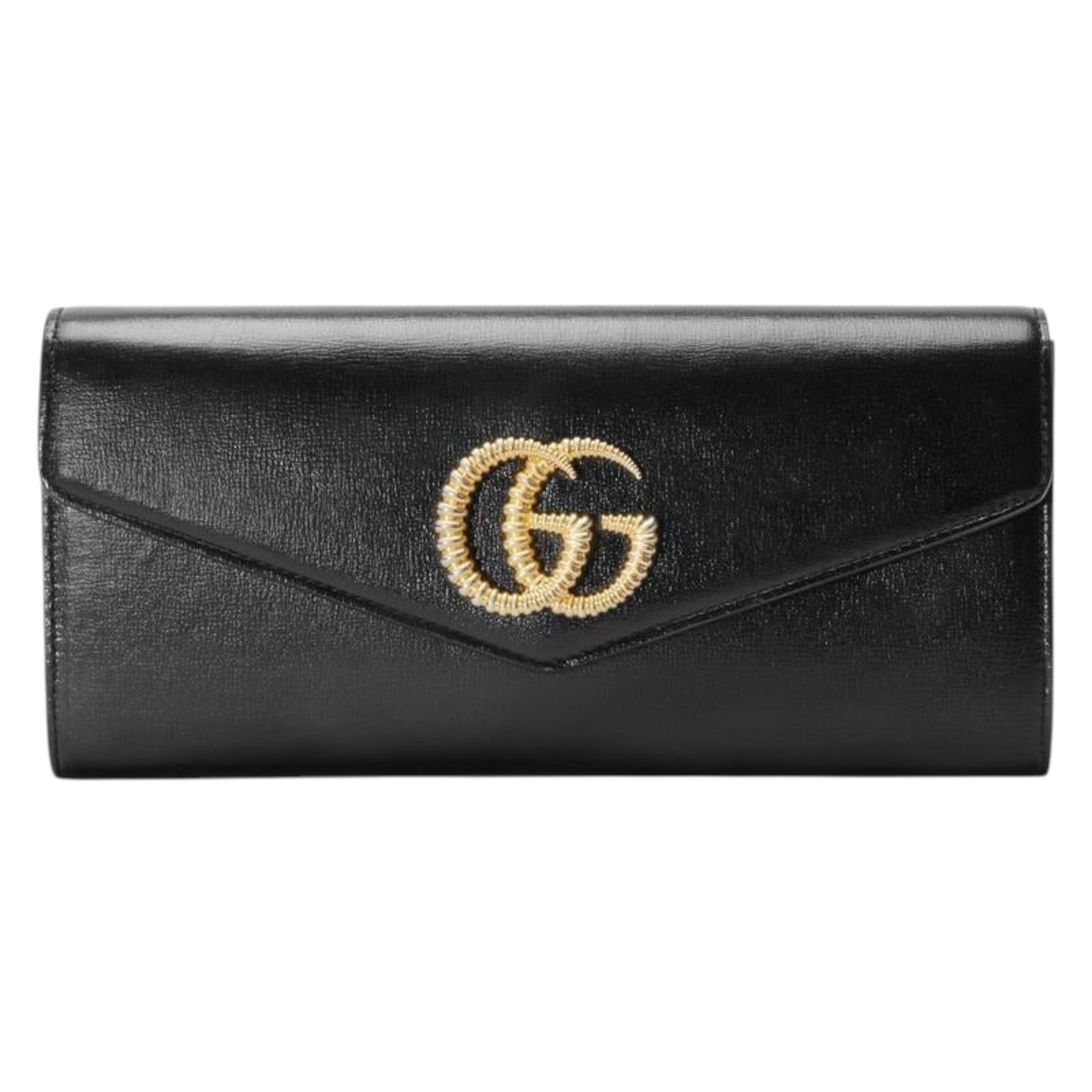 Gucci Broadway Leather Clutch With Double G Black Leather