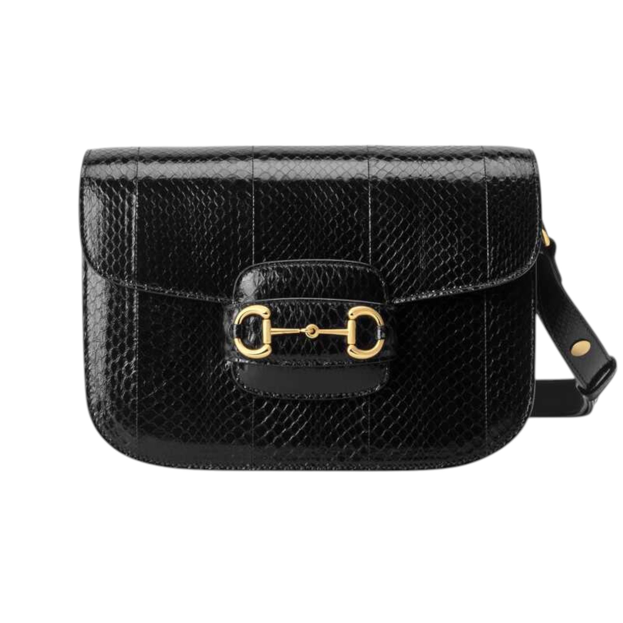 Gucci Horsebit 1955 Shoulder Bag Black Snakeskin