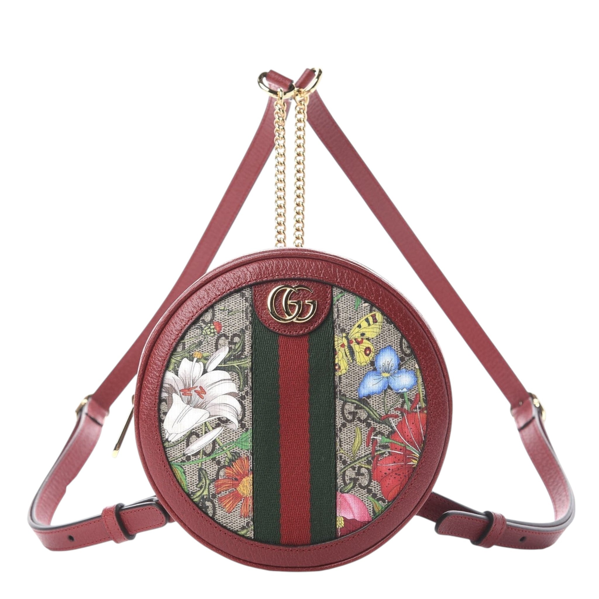 Gucci Ophidia Red GG Supreme Canvas Flora Print Backpack