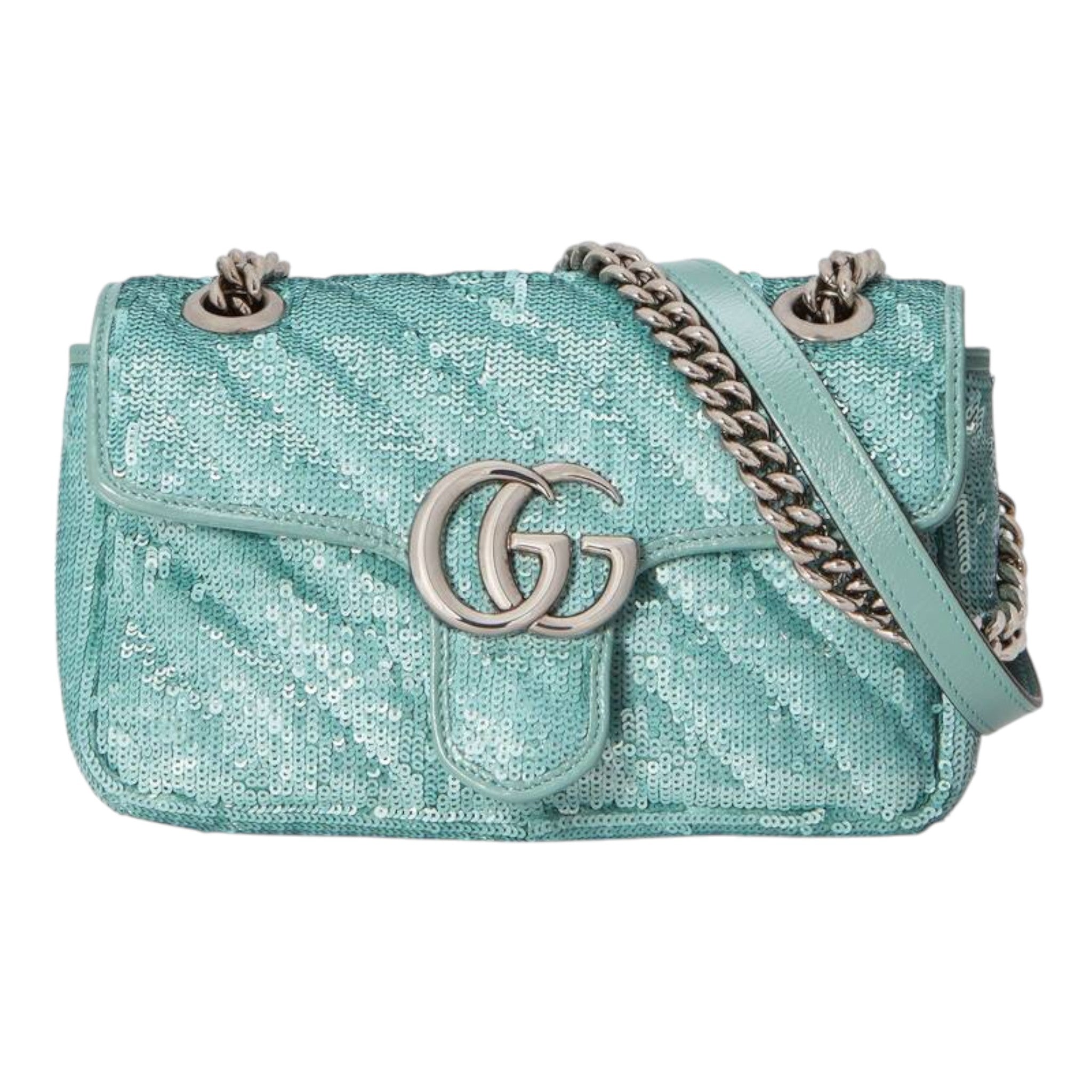 Gucci GG Marmont Shoulder Bag Pastel Green Leather