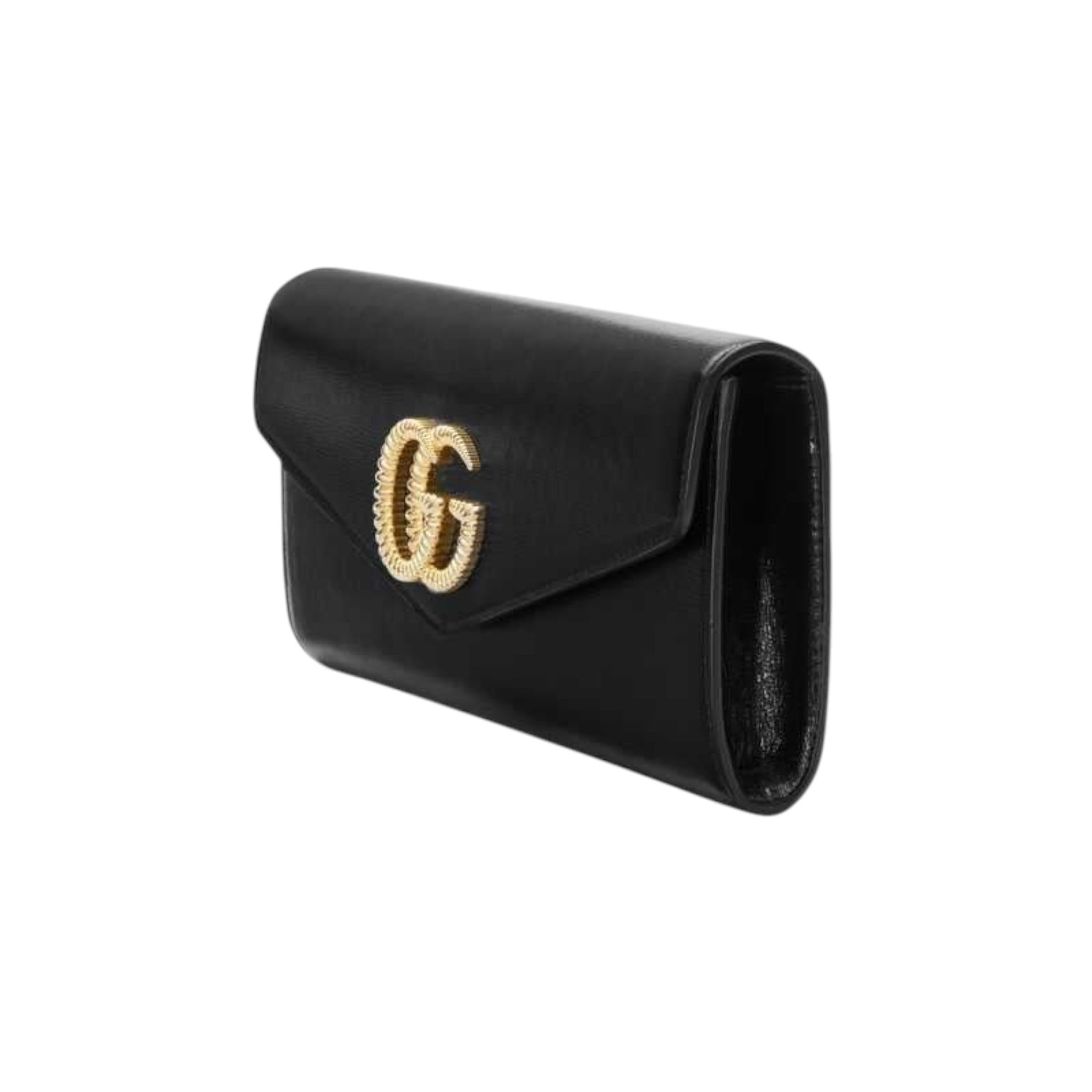Gucci Broadway Leather Clutch With Double G Black Leather