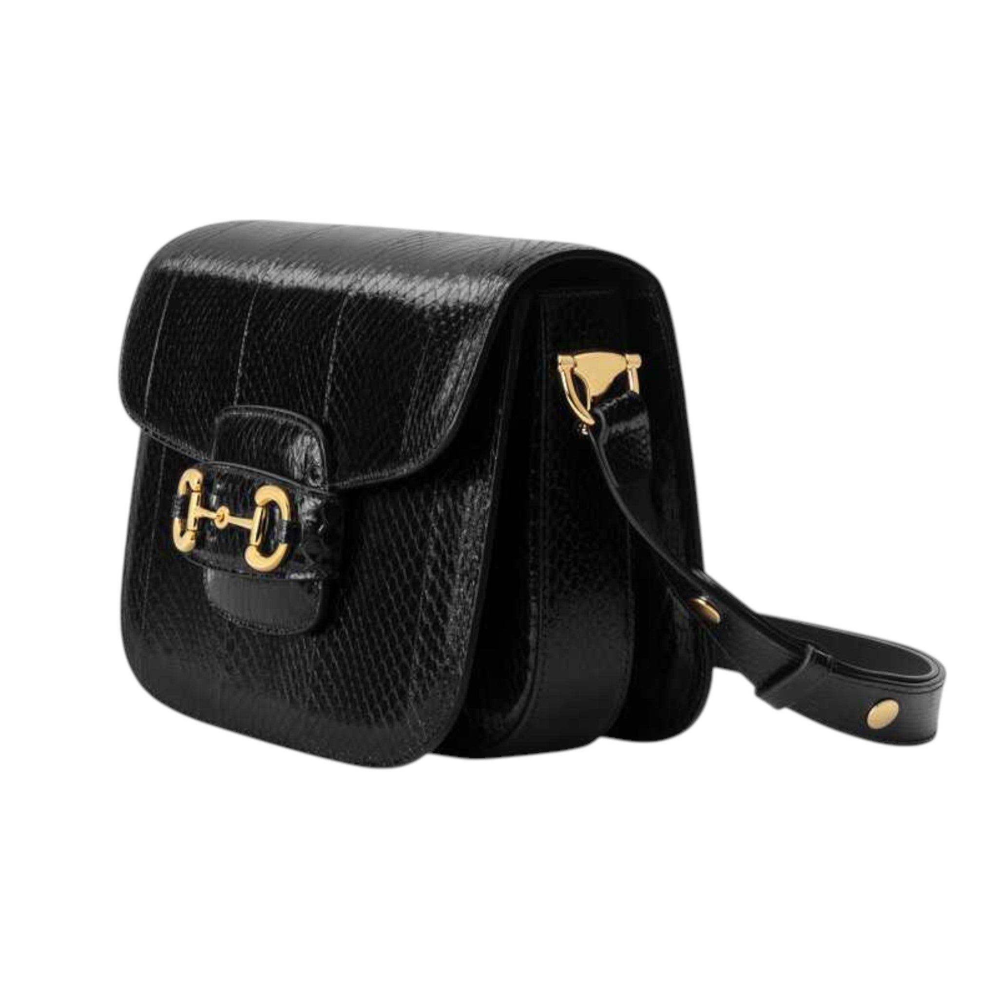 Gucci Horsebit 1955 Shoulder Bag Black Snakeskin