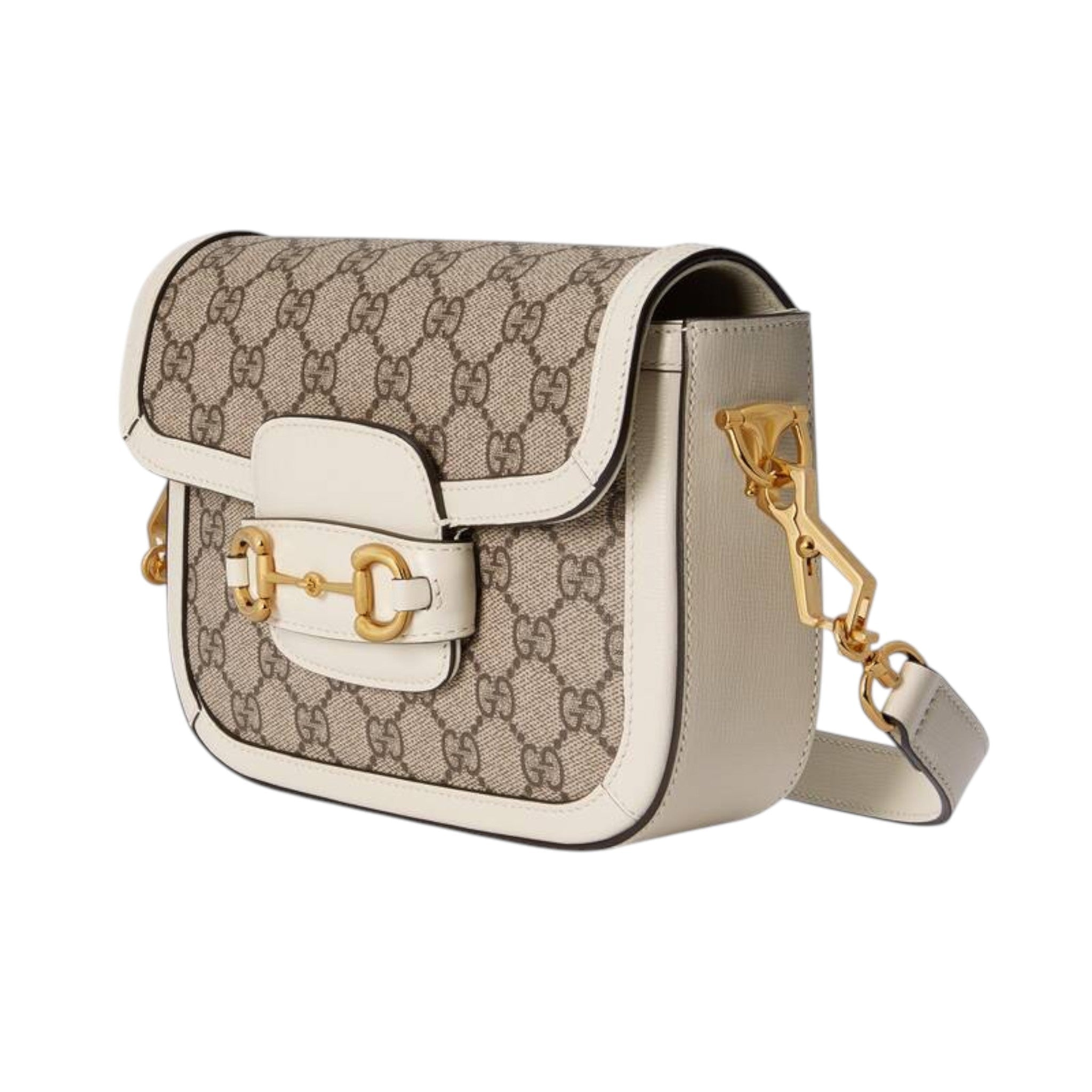 Gucci Horsebit 1955 Shoulder Bag White/Beige Leather