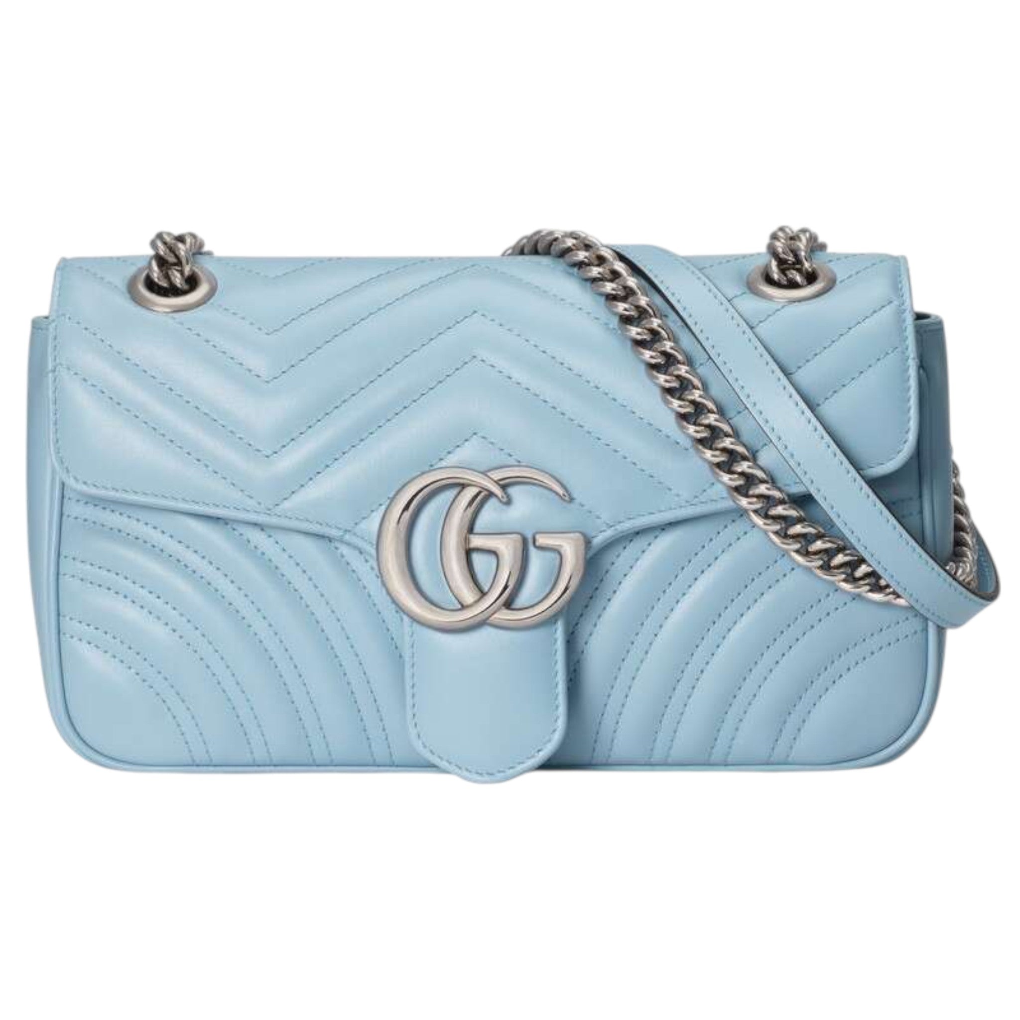 Gucci GG Marmont Shoulder Bag Pastel Blue Leather