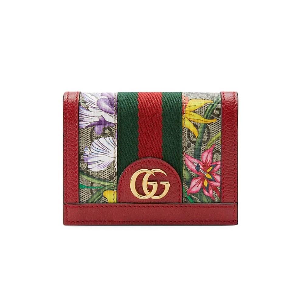 Gucci Ophidia Red Supreme Coated Canvas GG Floral Wallet Bifold Wallet