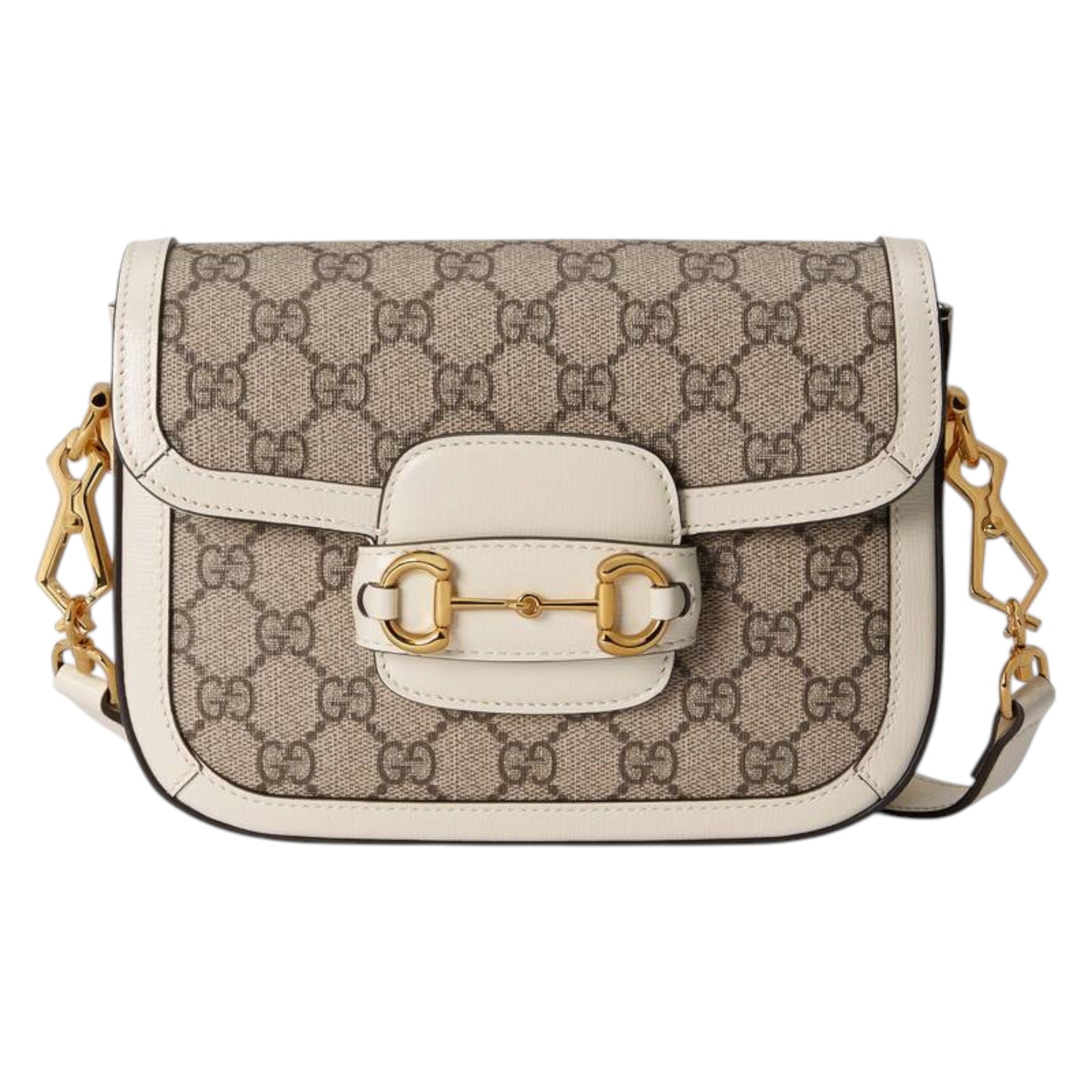 Gucci Horsebit 1955 Shoulder Bag White/Beige Leather