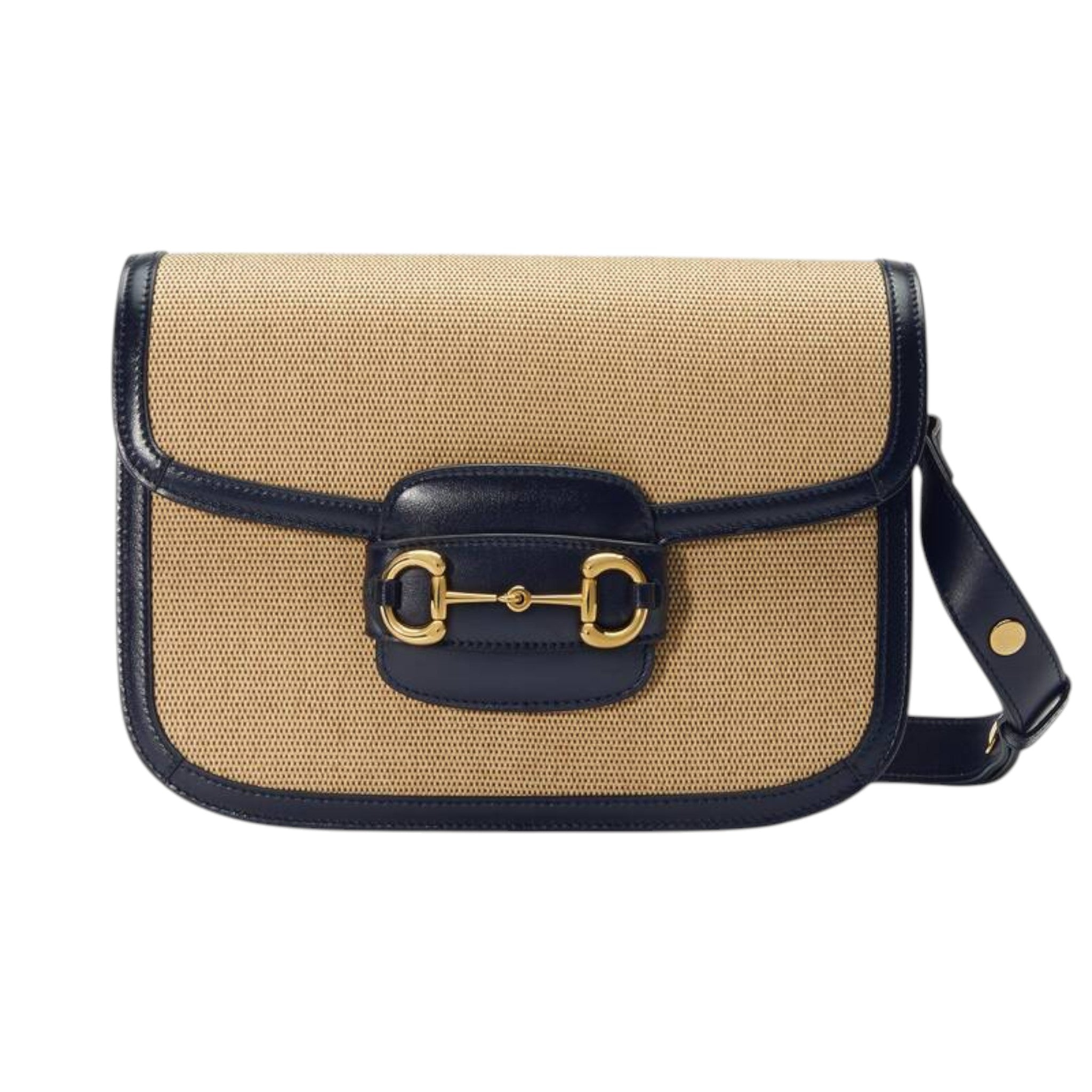 Gucci Horsebit 1955 Shoulder Bag Beige/Blue Leather