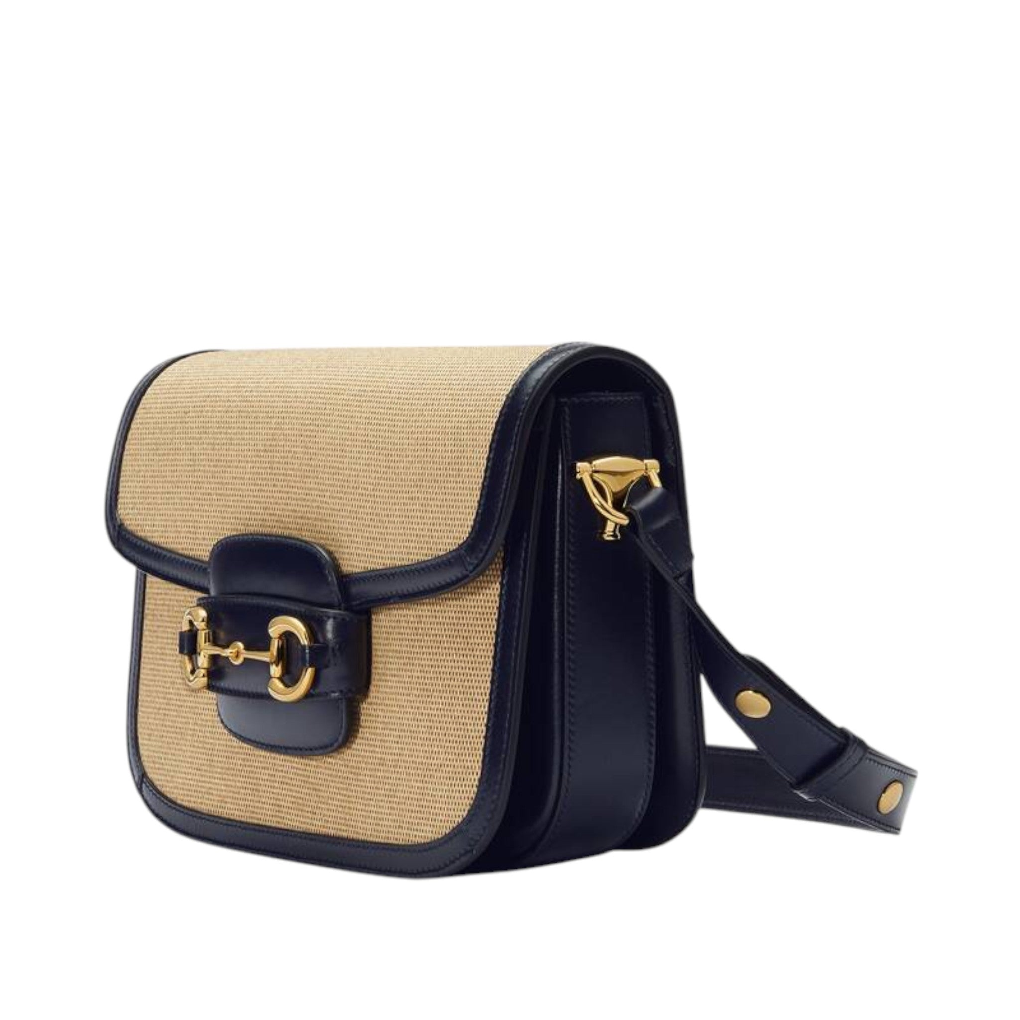 Gucci Horsebit 1955 Shoulder Bag Beige/Blue Leather