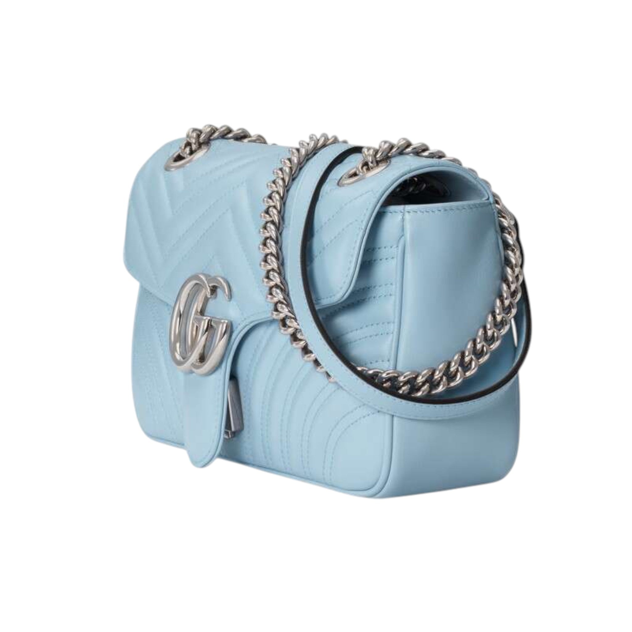 Gucci GG Marmont Shoulder Bag Pastel Blue Leather